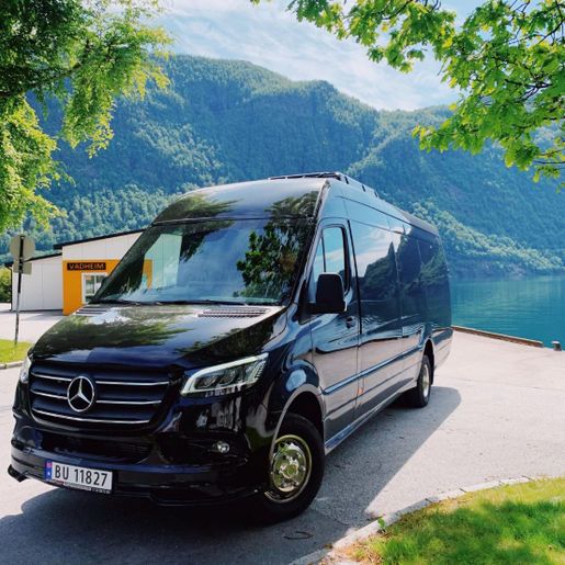 Minibus in Vadheimfjord