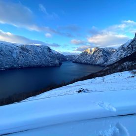 View of Nærøyfjorden in the winter