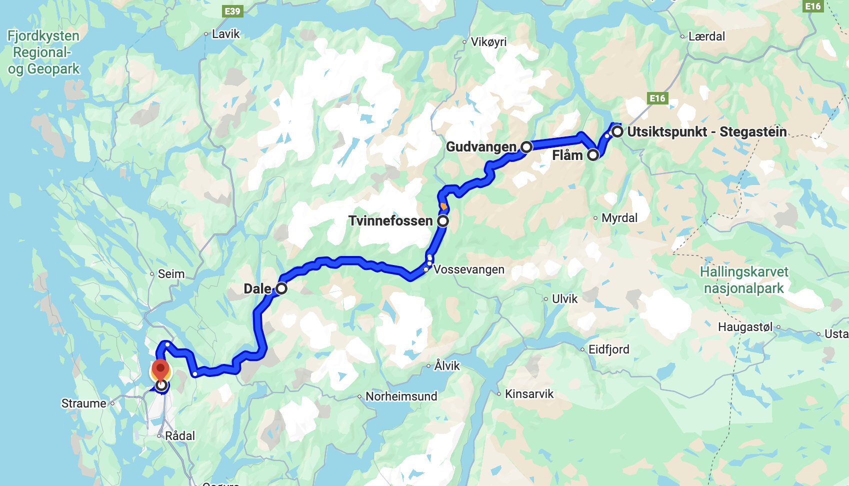 Kart Stegastein Winter Tour